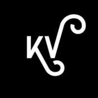 kv bokstav logotyp design på svart bakgrund. kv kreativa initialer bokstavslogotyp koncept. kv bokstavsdesign. kv vit bokstavsdesign på svart bakgrund. kv, kv logotyp vektor