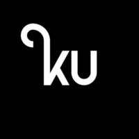 ku-Buchstaben-Logo-Design auf schwarzem Hintergrund. ku kreative Initialen schreiben Logo-Konzept. ku-Briefgestaltung. ku weißes Buchstabendesign auf schwarzem Hintergrund. ku, ku-Logo vektor