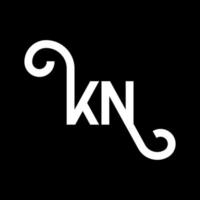 k-Buchstaben-Logo-Design auf schwarzem Hintergrund. k kreative Initialen schreiben Logo-Konzept. k-Briefgestaltung. n weißes Buchstabendesign auf schwarzem Hintergrund. kn, kn-Logo vektor