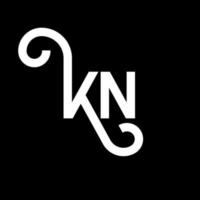 k-Buchstaben-Logo-Design auf schwarzem Hintergrund. k kreative Initialen schreiben Logo-Konzept. k-Briefgestaltung. n weißes Buchstabendesign auf schwarzem Hintergrund. kn, kn-Logo vektor