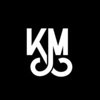 km-Brief-Logo-Design auf schwarzem Hintergrund. km kreatives Initialen-Buchstaben-Logo-Konzept. km Briefgestaltung. km weißes Buchstabendesign auf schwarzem Hintergrund. km, km-Logo vektor