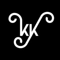 kk-Buchstaben-Logo-Design auf schwarzem Hintergrund. kk kreative Initialen schreiben Logo-Konzept. kk Briefgestaltung. kk weißes Buchstabendesign auf schwarzem Hintergrund. kk, kk-Logo vektor