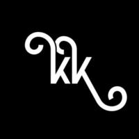 kk bokstavslogotypdesign på svart bakgrund. kk kreativa initialer bokstavslogotyp koncept. kk bokstavsdesign. kk vit bokstavsdesign på svart bakgrund. kk, kk logotyp vektor