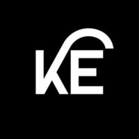 ke-Brief-Logo-Design auf schwarzem Hintergrund. ke kreative Initialen schreiben Logo-Konzept. ke Briefgestaltung. ke weißes Buchstabendesign auf schwarzem Hintergrund. ke, ke-Logo vektor