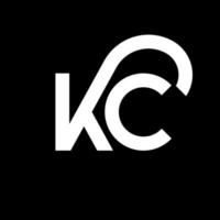 kc-Brief-Logo-Design auf schwarzem Hintergrund. kc kreative Initialen schreiben Logo-Konzept. kc Briefgestaltung. kc weißes Buchstabendesign auf schwarzem Hintergrund. kc, kc-Logo vektor