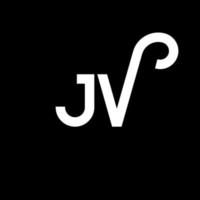 JV-Brief-Logo-Design auf schwarzem Hintergrund. jv kreative Initialen schreiben Logo-Konzept. jv Briefgestaltung. jv weißes Buchstabendesign auf schwarzem Hintergrund. jv, jv-Logo vektor