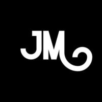 jm brev logotyp design på svart bakgrund. jm kreativa initialer bokstavslogotyp koncept. jm bokstavsdesign. jm vit bokstavsdesign på svart bakgrund. jm, jm logotyp vektor