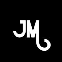 jm brev logotyp design på svart bakgrund. jm kreativa initialer bokstavslogotyp koncept. jm bokstavsdesign. jm vit bokstavsdesign på svart bakgrund. jm, jm logotyp vektor