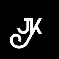 jk-Buchstaben-Logo-Design auf schwarzem Hintergrund. jk kreative Initialen schreiben Logo-Konzept. jk Briefgestaltung. jk weißes Buchstabendesign auf schwarzem Hintergrund. jk, jk-Logo vektor