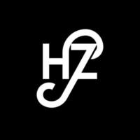 hz-Brief-Logo-Design auf schwarzem Hintergrund. hz kreative Initialen schreiben Logo-Konzept. hz Briefgestaltung. hz weißes Buchstabendesign auf schwarzem Hintergrund. Hz, Hz-Logo vektor