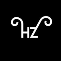 hz-Brief-Logo-Design auf schwarzem Hintergrund. hz kreative Initialen schreiben Logo-Konzept. hz Briefgestaltung. hz weißes Buchstabendesign auf schwarzem Hintergrund. Hz, Hz-Logo vektor