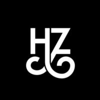 hz-Brief-Logo-Design auf schwarzem Hintergrund. hz kreative Initialen schreiben Logo-Konzept. hz Briefgestaltung. hz weißes Buchstabendesign auf schwarzem Hintergrund. Hz, Hz-Logo vektor