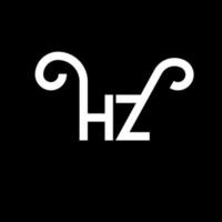 hz-Brief-Logo-Design auf schwarzem Hintergrund. hz kreative Initialen schreiben Logo-Konzept. hz Briefgestaltung. hz weißes Buchstabendesign auf schwarzem Hintergrund. Hz, Hz-Logo vektor