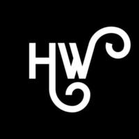 hw-Buchstaben-Logo-Design auf schwarzem Hintergrund. hw kreatives Initialen-Buchstaben-Logo-Konzept. hw Briefgestaltung. hw weißes Buchstabendesign auf schwarzem Hintergrund. hw, hw-Logo vektor