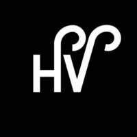 hv brev logotyp design på svart bakgrund. hv kreativa initialer bokstavslogotyp koncept. hv bokstavsdesign. hv vit bokstavsdesign på svart bakgrund. hv, hv logotyp vektor