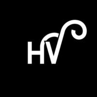 hv brev logotyp design på svart bakgrund. hv kreativa initialer bokstavslogotyp koncept. hv bokstavsdesign. hv vit bokstavsdesign på svart bakgrund. hv, hv logotyp vektor