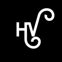 hv brev logotyp design på svart bakgrund. hv kreativa initialer bokstavslogotyp koncept. hv bokstavsdesign. hv vit bokstavsdesign på svart bakgrund. hv, hv logotyp vektor