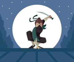 ninja krigare med svärd vektor
