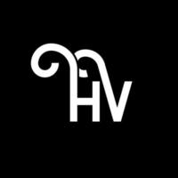 hv brev logotyp design på svart bakgrund. hv kreativa initialer bokstavslogotyp koncept. hv bokstavsdesign. hv vit bokstavsdesign på svart bakgrund. hv, hv logotyp vektor