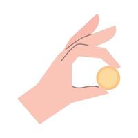 hand som håller ett mynt vektor
