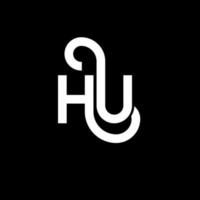 hu-Brief-Logo-Design auf schwarzem Hintergrund. hu kreative Initialen schreiben Logo-Konzept. hu Briefgestaltung. hu weißes Buchstabendesign auf schwarzem Hintergrund. Hu, Hu-Logo vektor