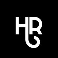 hr-Brief-Logo-Design auf schwarzem Hintergrund. hr kreative Initialen schreiben Logo-Konzept. Hr-Briefgestaltung. hr weißes Buchstabendesign auf schwarzem Hintergrund. hr, hr-Logo vektor
