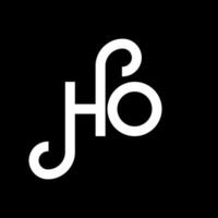 ho-Brief-Logo-Design auf schwarzem Hintergrund. ho kreative Initialen schreiben Logo-Konzept. ho Briefgestaltung. ho weißes Buchstabendesign auf schwarzem Hintergrund. ho, ho-Logo vektor