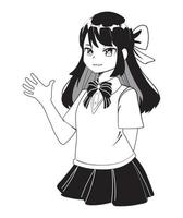 Anime Mädchen winkt mit der Hand vektor