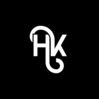 hk brev logotyp design på svart bakgrund. hk kreativa initialer bokstavslogotyp koncept. hh bokstavsdesign. hk vit bokstavsdesign på svart bakgrund. hk, hk logotyp vektor