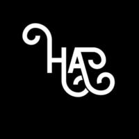 ha-Buchstaben-Logo-Design auf schwarzem Hintergrund. ha kreative Initialen schreiben Logo-Konzept. ha Briefgestaltung. ha weißes Buchstabendesign auf schwarzem Hintergrund. Haha-Logo vektor