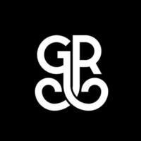 g-Brief-Logo-Design auf schwarzem Hintergrund. gr kreative Initialen schreiben Logo-Konzept. gr Briefgestaltung. gr weißes Buchstabendesign auf schwarzem Hintergrund. gr, gr-Logo vektor
