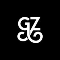 gz-Buchstaben-Logo-Design auf schwarzem Hintergrund. gz kreative Initialen schreiben Logo-Konzept. gz Briefgestaltung. gz weißes Buchstabendesign auf schwarzem Hintergrund. gz, gz-Logo vektor
