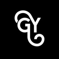 g-Buchstaben-Logo-Design auf schwarzem Hintergrund. gy kreative Initialen schreiben Logo-Konzept. gy Briefgestaltung. gy weißes Buchstabendesign auf schwarzem Hintergrund. Gy, Gy-Logo vektor