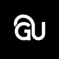 gu-Buchstaben-Logo-Design auf schwarzem Hintergrund. gu kreative Initialen schreiben Logo-Konzept. Gu-Buchstaben-Design. gu weißes Buchstabendesign auf schwarzem Hintergrund. Gu, Gu-Logo vektor