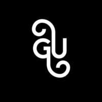 gu-Buchstaben-Logo-Design auf schwarzem Hintergrund. gu kreative Initialen schreiben Logo-Konzept. Gu-Buchstaben-Design. gu weißes Buchstabendesign auf schwarzem Hintergrund. Gu, Gu-Logo vektor