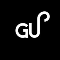 gu brev logotyp design på svart bakgrund. gu kreativa initialer brev logotyp koncept. gu bokstavsdesign. gu vit bokstav design på svart bakgrund. gu, gu logotyp vektor