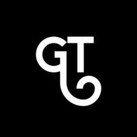 gt brev logotyp design på svart bakgrund. gt kreativa initialer brev logotyp koncept. gt bokstavsdesign. gt vit bokstavsdesign på svart bakgrund. gt, gt logotyp vektor