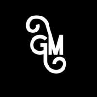 gm brev logotyp design på svart bakgrund. gm kreativa initialer brev logotyp koncept. gm brev design. gm vit bokstavsdesign på svart bakgrund. gm, gm logotyp vektor