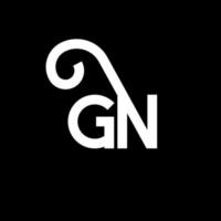 gn brev logotyp design på svart bakgrund. gn kreativa initialer brev logotyp koncept. gn bokstavsdesign. gn vit bokstav design på svart bakgrund. gn, gn logotyp vektor