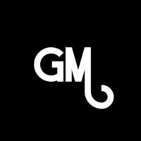 gm brev logotyp design på svart bakgrund. gm kreativa initialer brev logotyp koncept. gm brev design. gm vit bokstavsdesign på svart bakgrund. gm, gm logotyp vektor