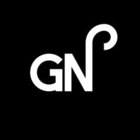 gn-Buchstaben-Logo-Design auf schwarzem Hintergrund. gn kreative Initialen schreiben Logo-Konzept. gn Briefgestaltung. gn weißes Buchstabendesign auf schwarzem Hintergrund. gn, gn-Logo vektor