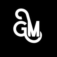 gm brev logotyp design på svart bakgrund. gm kreativa initialer brev logotyp koncept. gm brev design. gm vit bokstavsdesign på svart bakgrund. gm, gm logotyp vektor