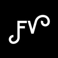 fv brev logotyp design på svart bakgrund. fv kreativa initialer bokstavslogotyp koncept. fv bokstavsdesign. fv vit bokstavsdesign på svart bakgrund. fv, fv logotyp vektor