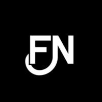 fn-Brief-Logo-Design auf schwarzem Hintergrund. fn kreative Initialen schreiben Logo-Konzept. fn Briefgestaltung. fn weißes Buchstabendesign auf schwarzem Hintergrund. fn, fn-Logo vektor