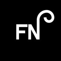 fn-Brief-Logo-Design auf schwarzem Hintergrund. fn kreative Initialen schreiben Logo-Konzept. fn Briefgestaltung. fn weißes Buchstabendesign auf schwarzem Hintergrund. fn, fn-Logo vektor