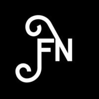 fn-Brief-Logo-Design auf schwarzem Hintergrund. fn kreative Initialen schreiben Logo-Konzept. fn Briefgestaltung. fn weißes Buchstabendesign auf schwarzem Hintergrund. fn, fn-Logo vektor