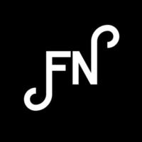 fn-Brief-Logo-Design auf schwarzem Hintergrund. fn kreative Initialen schreiben Logo-Konzept. fn Briefgestaltung. fn weißes Buchstabendesign auf schwarzem Hintergrund. fn, fn-Logo vektor