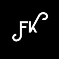 fk brev logotyp design på svart bakgrund. fk kreativa initialer bokstavslogotyp koncept. fk bokstavsdesign. fk vit bokstavsdesign på svart bakgrund. fk, fk logotyp vektor