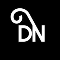 dn-Buchstaben-Logo-Design auf schwarzem Hintergrund. dn kreative Initialen schreiben Logo-Konzept. dn-Briefgestaltung. dn weißes Buchstabendesign auf schwarzem Hintergrund. dn, dn-Logo vektor