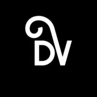 dv-Brief-Logo-Design auf schwarzem Hintergrund. dv kreative Initialen schreiben Logo-Konzept. DV Briefgestaltung. dv weißes Buchstabendesign auf schwarzem Hintergrund. dv, dv-Logo vektor